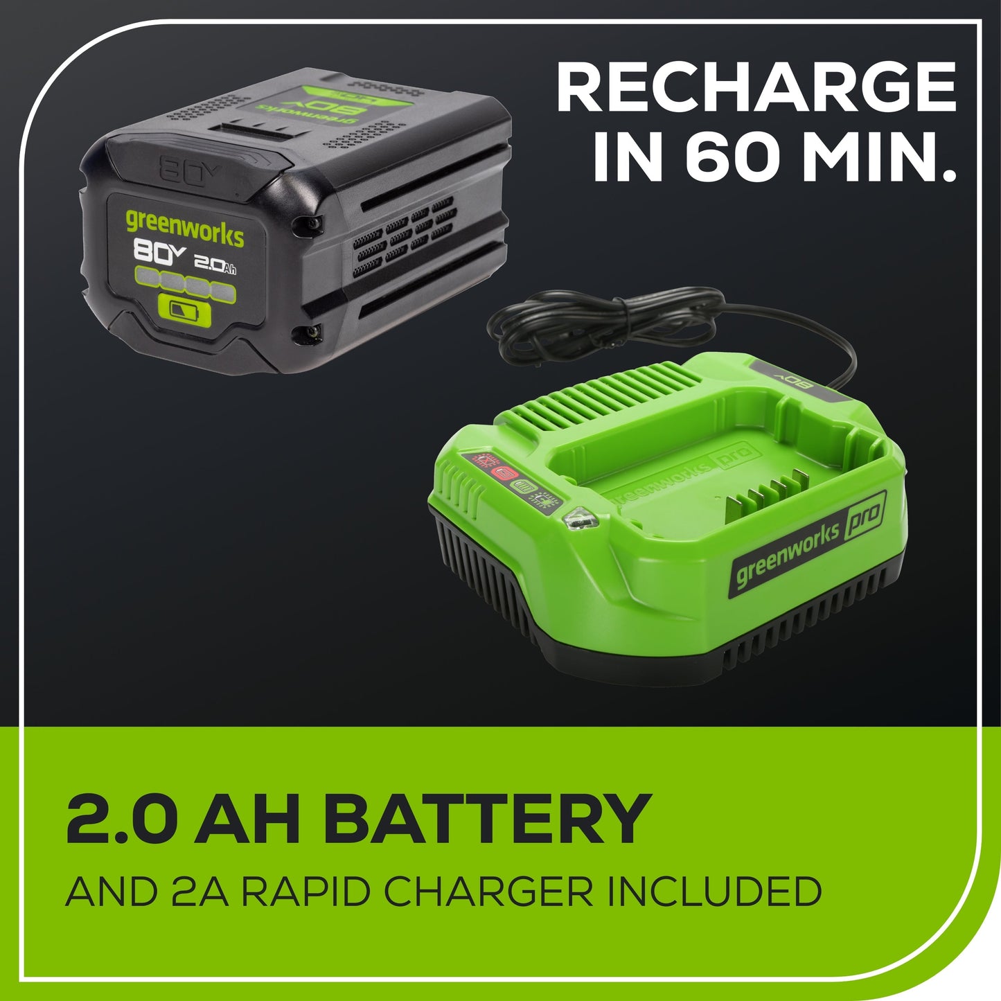 Greenworks 80V 17" Brushless String Trimmer Shoulder Strap, Precut  Line included w/ 2.0Ah Battery & Charger - 2136602