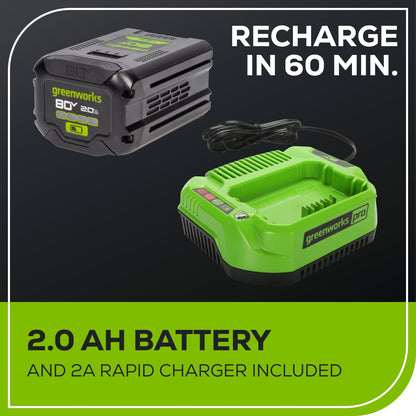 Greenworks 80V 17" Brushless String Trimmer Shoulder Strap, Precut  Line included w/ 2.0Ah Battery & Charger - 2136602