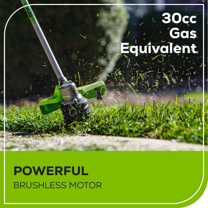 Greenworks 80V 17" Brushless String Trimmer Shoulder Strap, Precut  Line included w/ 2.0Ah Battery & Charger - 2136602