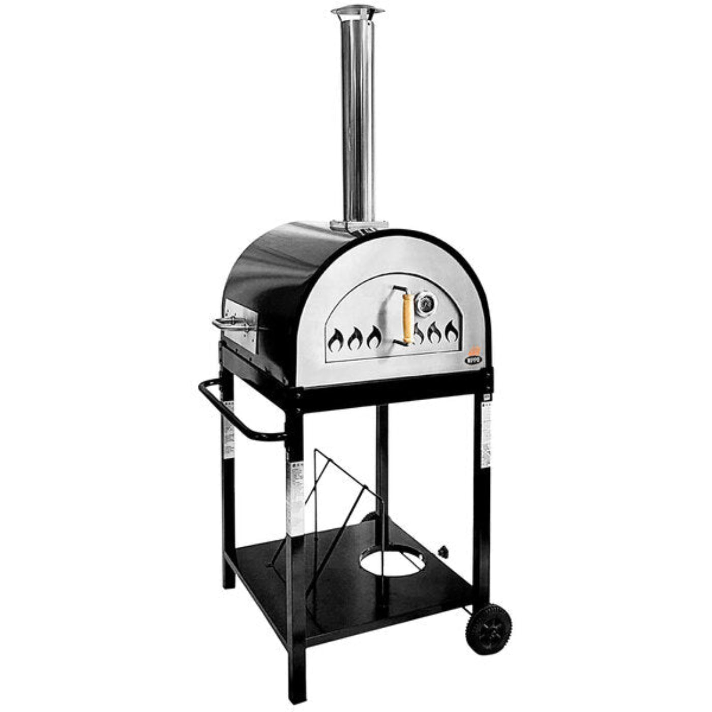 WPPO 27" Hybrid Dual Fueled Wood / Gas Fire Outdoor Pizza Oven with Mobile Stand WKE-04G-BLK - WKE-04G-BLK