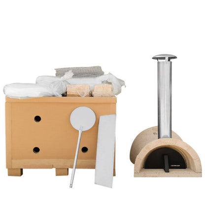 WPPO 39" x 50" x 25" DIY Tuscany Wood-Fired Outdoor Pizza Oven Kit with Stainless Steel Flue and Black Door WDIY-ADFUN - WDIY-ADFUN