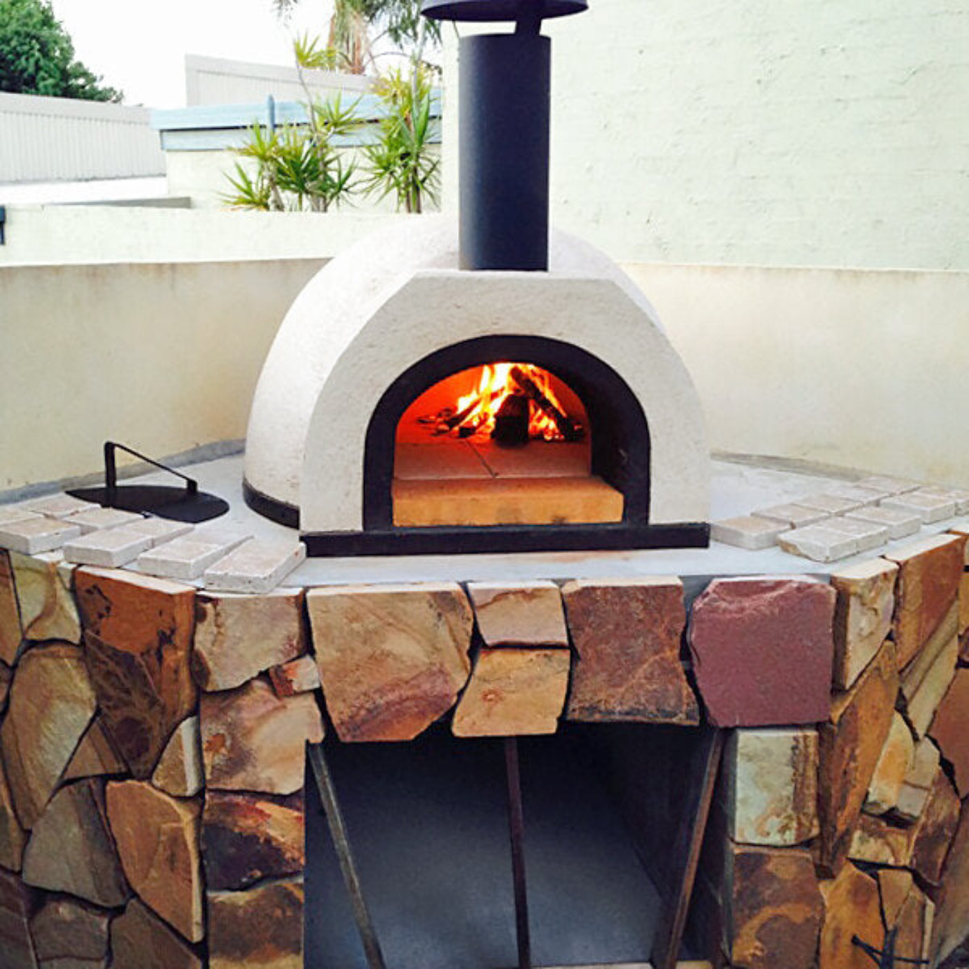 WPPO 39" x 50" x 25" DIY Tuscany Wood-Fired Outdoor Pizza Oven Kit with Stainless Steel Flue and Black Door WDIY-ADFUN - WDIY-ADFUN