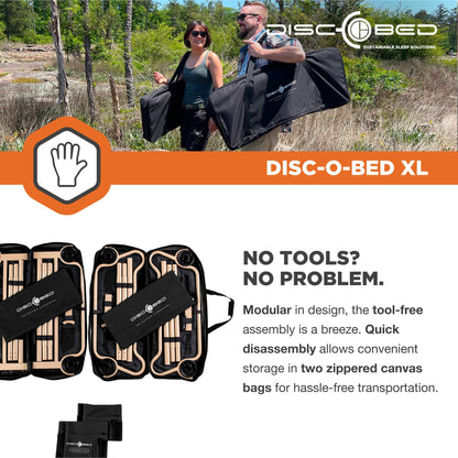 Disc-O-Bed XLarge Cam-O-Bunk Benchable Double Cot with Storage Organizers, Black - 231622