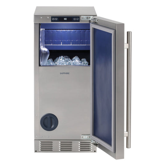 Sapphire 15" Clear Ice Individual Cube - Gravity Drain Multifunction Touch Control - SIIM15