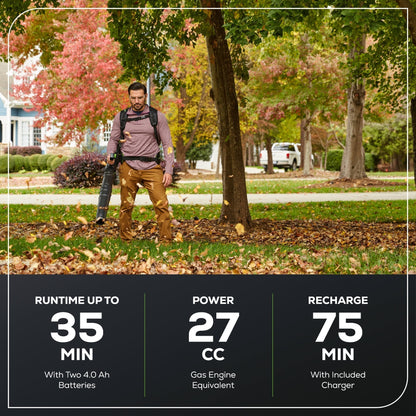 Greenworks 80V 690 CFM Cordless Battery Dual-Port Backpack Blower w/ Two (2) 4.0 Ah Batteries & Dual Port Rapid Charger - 2421402CO