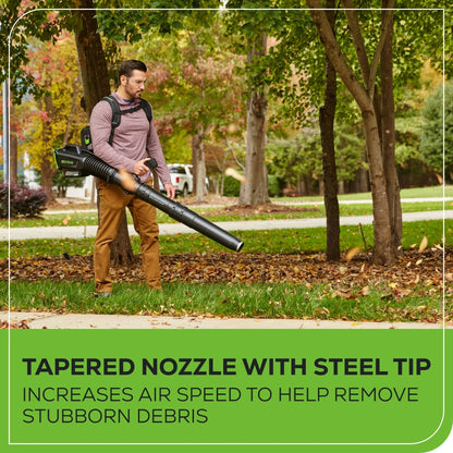 Greenworks 80V 690 CFM Cordless Battery Dual-Port Backpack Blower w/ Two (2) 4.0 Ah Batteries & Dual Port Rapid Charger - 2421402CO