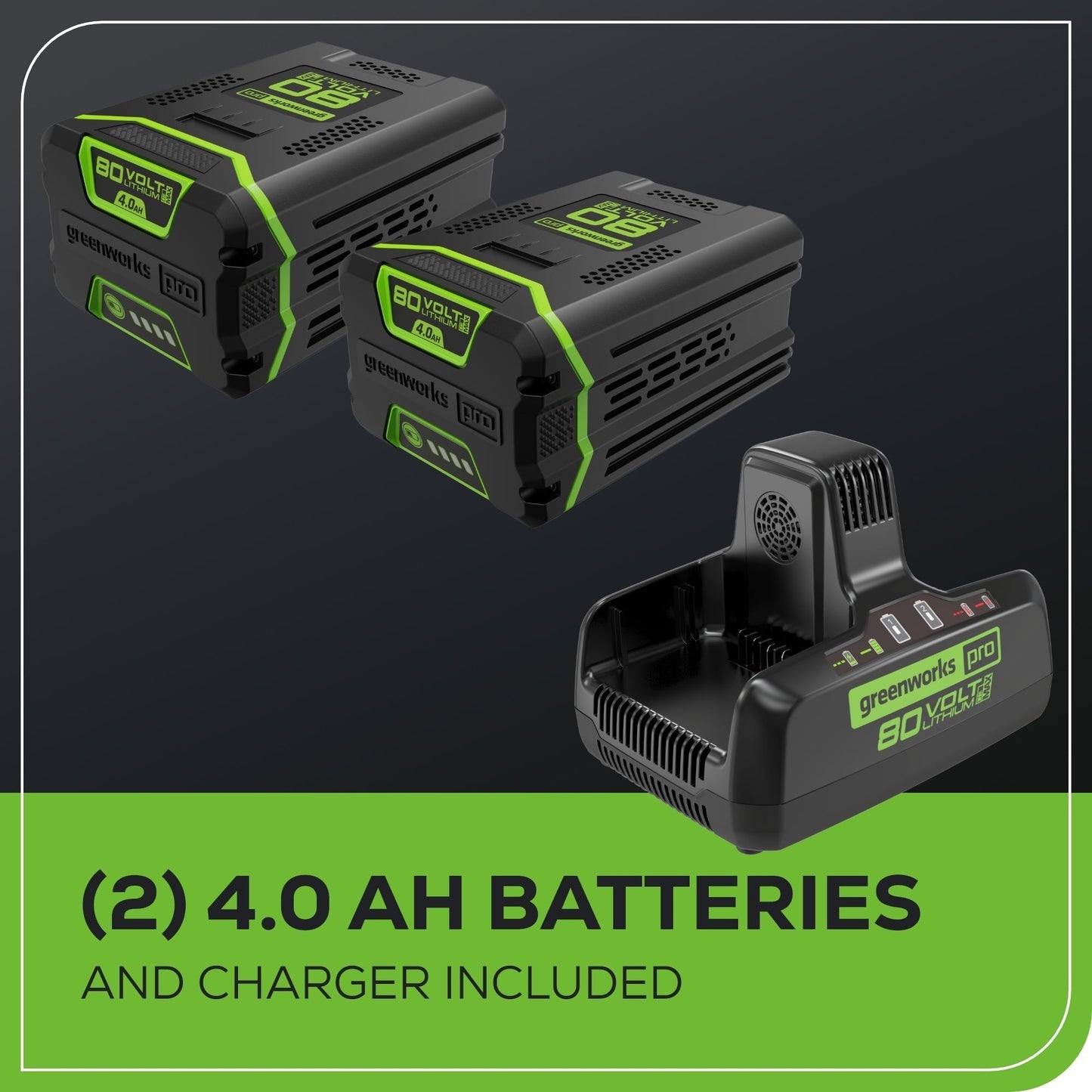 Greenworks 80V 690 CFM Cordless Battery Dual-Port Backpack Blower w/ Two (2) 4.0 Ah Batteries & Dual Port Rapid Charger - 2421402CO