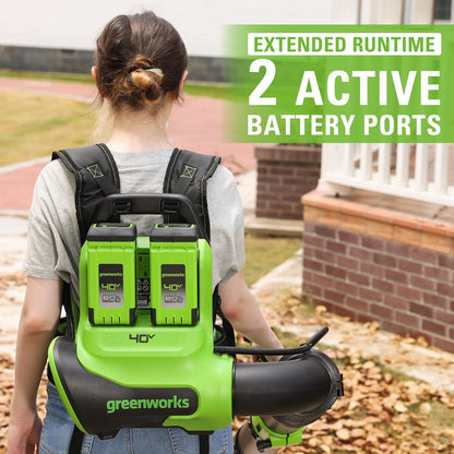 Greenworks 40V 710 CFM Cordless Battery Dual Port Backpack Blower w/ (2) 8.0Ah Battery & Charger - 2428502