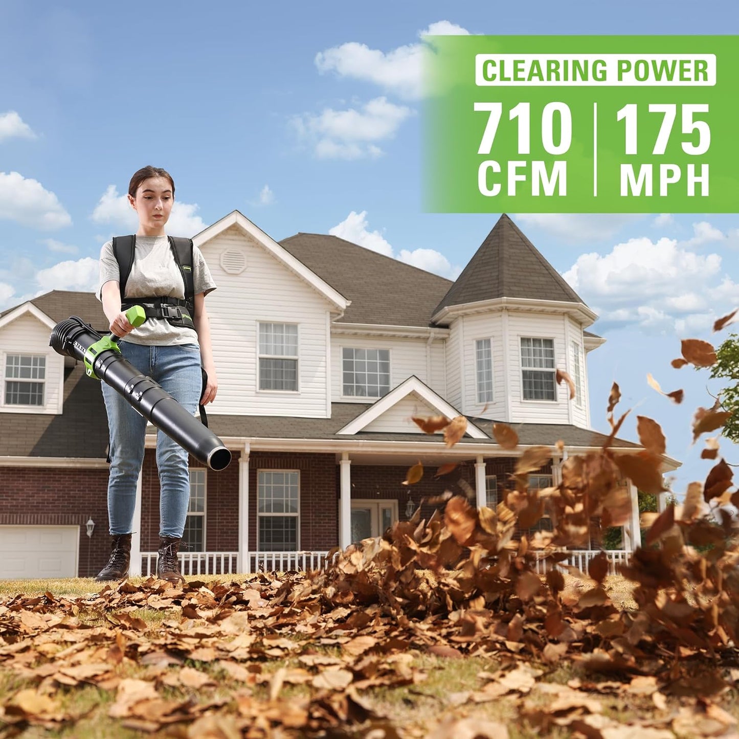 Greenworks 40V 710 CFM Cordless Battery Dual Port Backpack Blower w/ (2) 8.0Ah Battery & Charger - 2428502