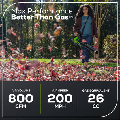 Greenworks 80V 800CFM Cordless Battery Leaf Blower w/ 4Ah Battery & Charger - 2439602