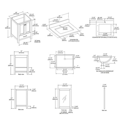 Blossom Geneva 24″ Bathroom Vanity - V8026 24 01 - Backyard Provider