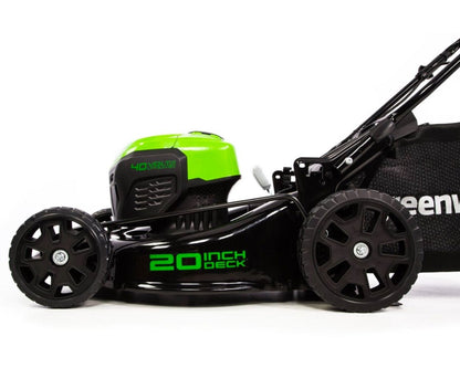 Greenworks 40V 20" Cordless Battery 3-in-1 Push Lawn Mower w/ 4.0Ah Battery & Charger - 2516302