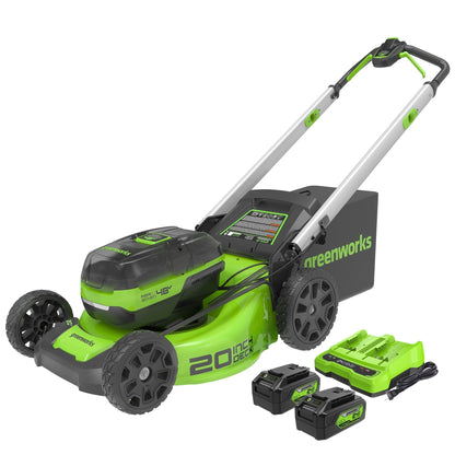 Greenworks 48V (2x24V) 20" Cordless Battery Push Mower w/ (2) 4.0Ah USB Batteries & Charger - 2532802