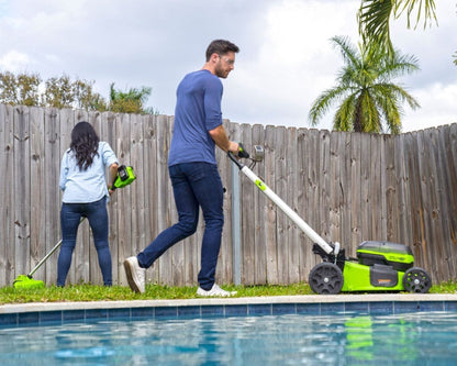 Greenworks 48V (2x24V) 21" Cordless Battery Self-Propelled Lawn Mower w/ (4) 4.0Ah USB Batteries & (2) Dual Port Chargers - 2532902