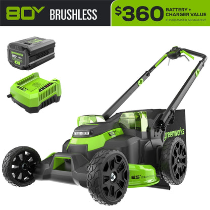 Greenworks 80V 25" Cordless Battery Dual Blade Self-Propelled Mower w/ 4.0Ah Battery & Rapid Charger - 2541402