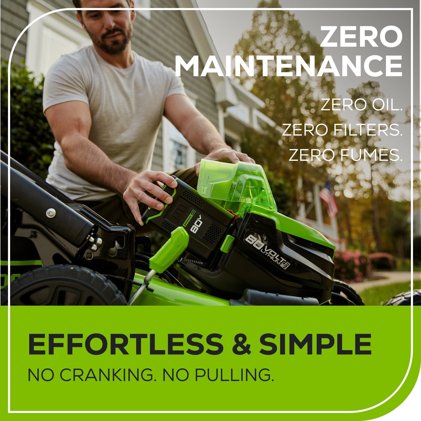 Greenworks 80V 21" Cordless Battery 4-in-1 Self-Propelled Lawn Mower w/ 4.0Ah, 2.0Ah Battery & Rapid Charger - 2544502