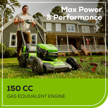 Greenworks 80V 21" Cordless Battery 4-in-1 Self-Propelled Lawn Mower w/ 4.0Ah, 2.0Ah Battery & Rapid Charger - 2544502