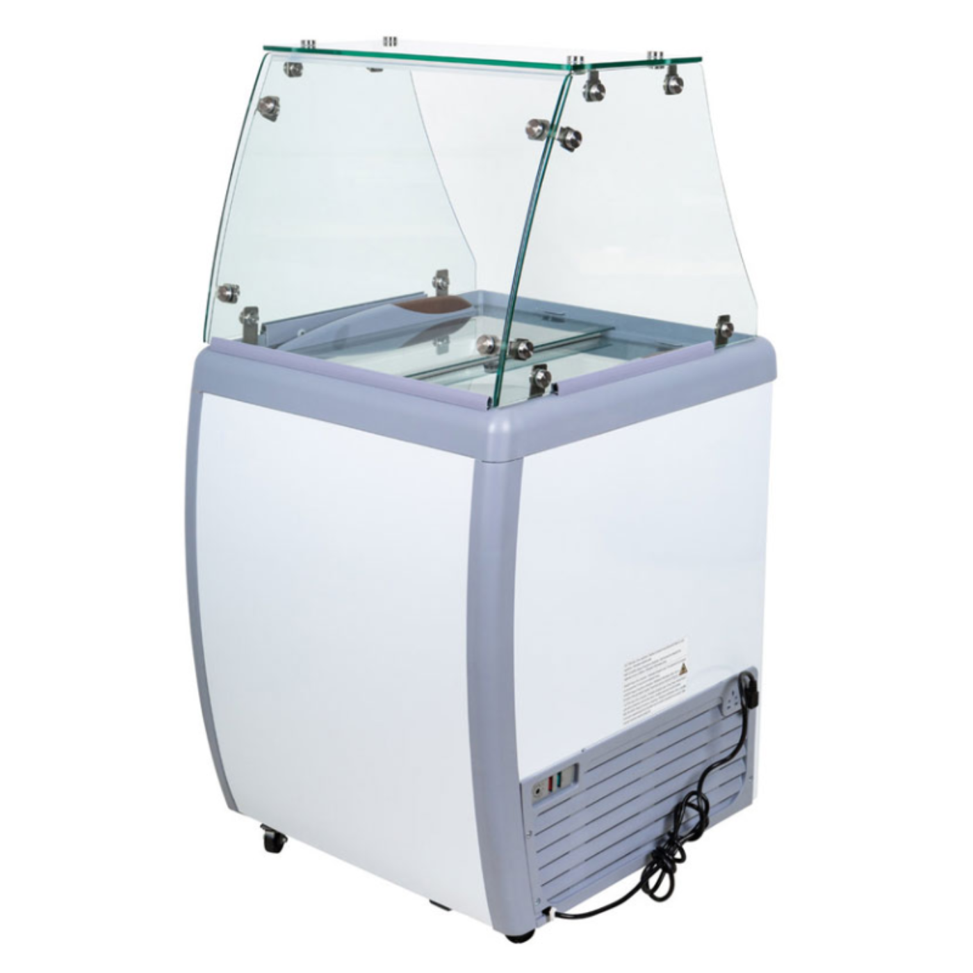 Chef AAA - FR-CN-0160-S, Commercial 26" Glass Door Ice Cream Dipping Chest Freezer Display and Sneeze Guard - FR-CN-0160-S