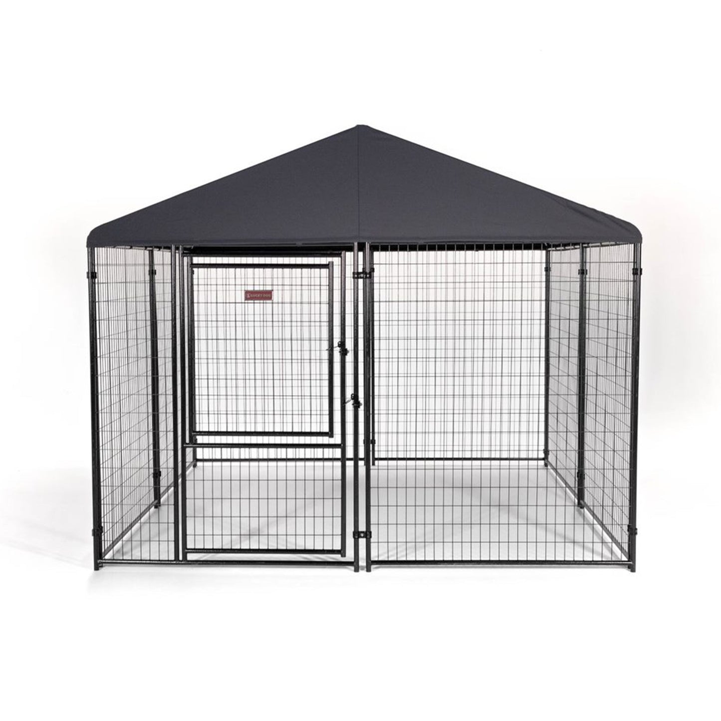 Lucky Dog STAY Series 10 x 10 x 6 Foot Roofed Steel Frame Dog Kennel, Grey - 265230