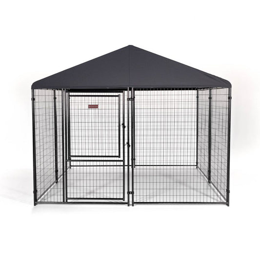 Lucky Dog STAY Series 10 x 10 x 6 Foot Roofed Steel Frame Dog Kennel, Grey - 265230
