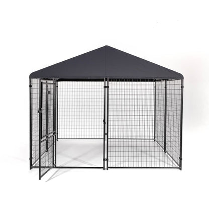 Lucky Dog STAY Series 10 x 10 x 6 Foot Roofed Steel Frame Dog Kennel, Grey - 265230
