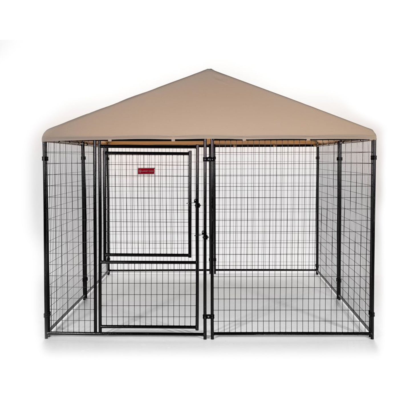 Lucky Dog STAY Series Presidential 10 x 10 x 6 Ft Steel Frame Dog Kennel, Khaki - 265241