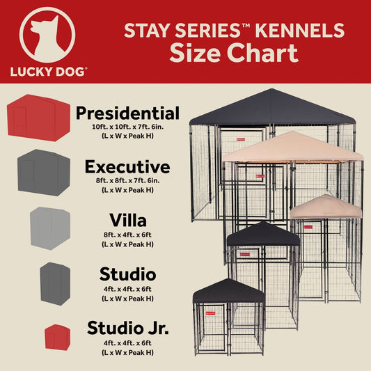Lucky Dog STAY Series 8 x 8 x 6 Foot Roofed Steel Frame Executive Dog Kennel - 268968