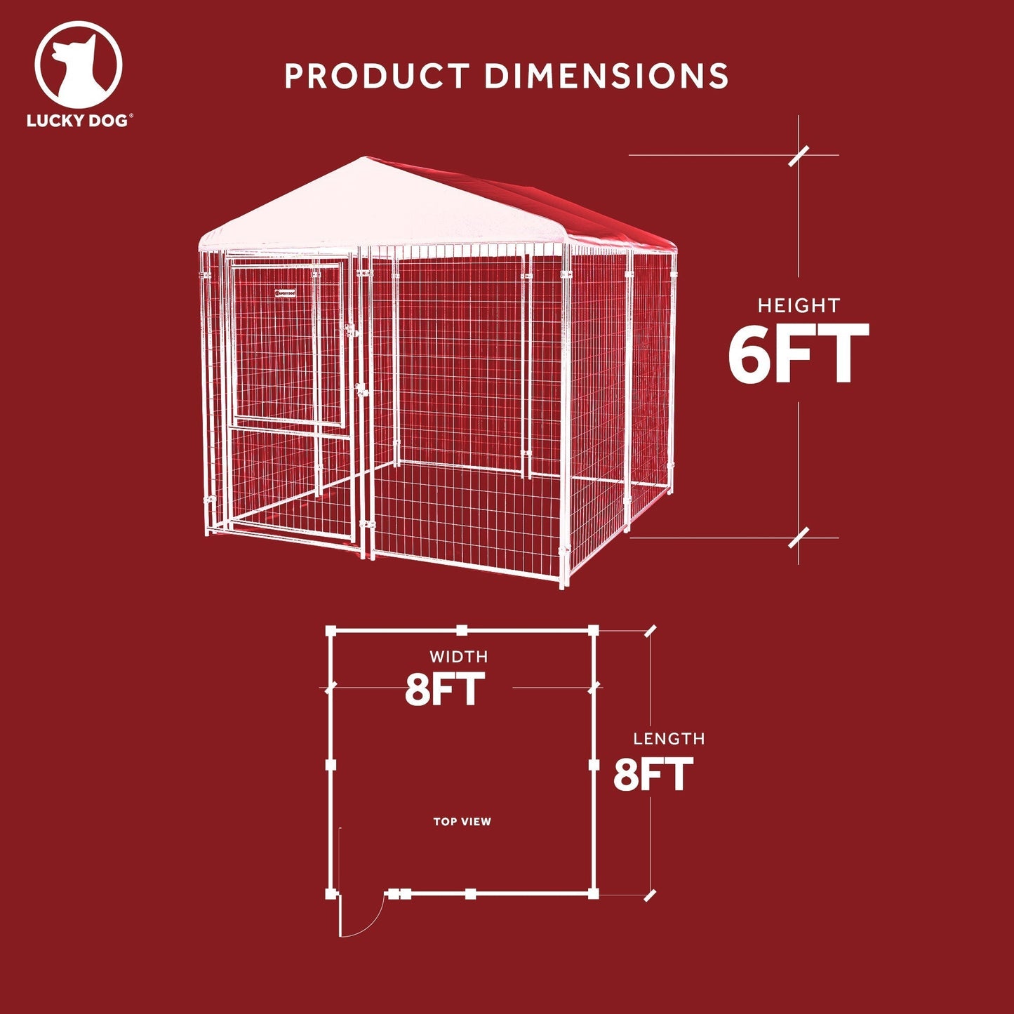 Lucky Dog STAY Series 8 x 8 x 6 Foot Roofed Steel Frame Executive Dog Kennel - 268968