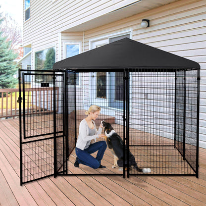 Lucky Dog STAY Series 8 x 8 x 6 Foot Roofed Steel Frame Executive Dog Kennel - 268968