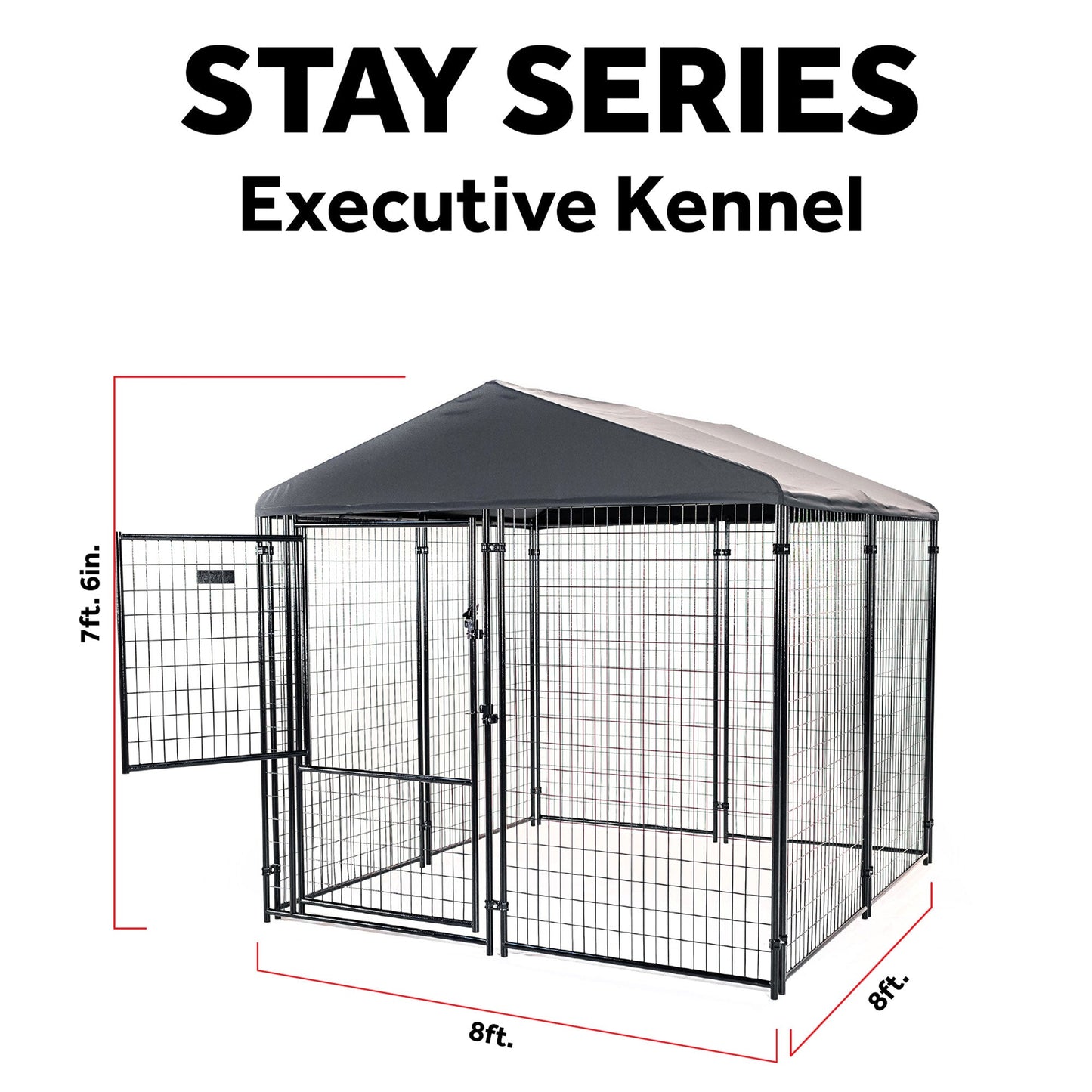 Lucky Dog STAY Series 8 x 8 x 6 Foot Roofed Steel Frame Executive Dog Kennel - 268969