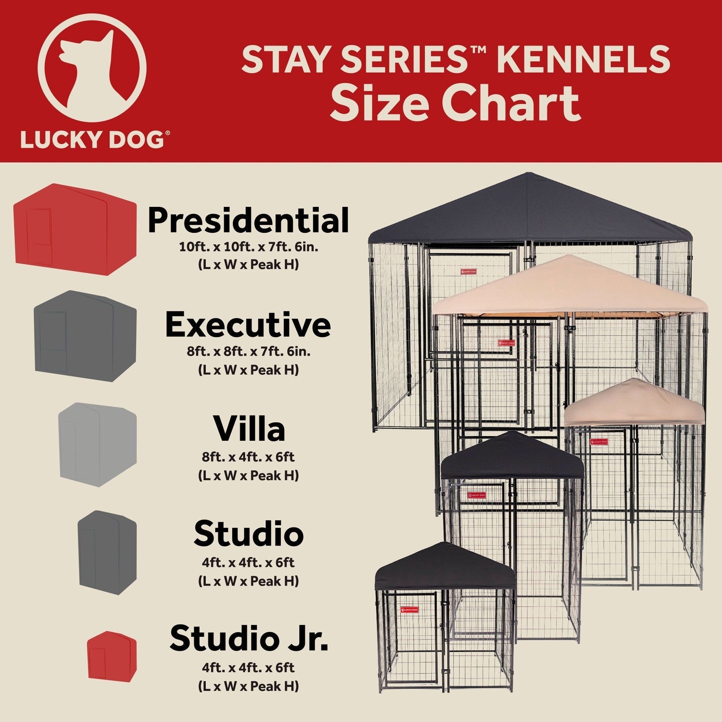 Lucky Dog STAY Series 8 x 8 x 6 Foot Roofed Steel Frame Executive Dog Kennel - 268969