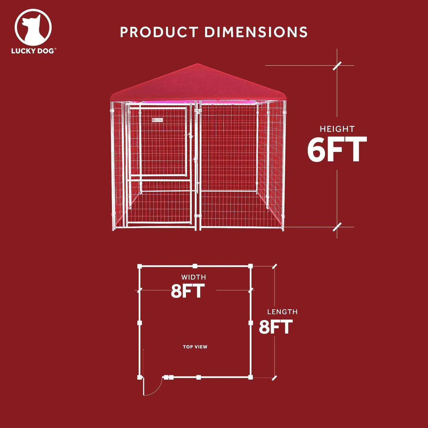Lucky Dog STAY Series 8 x 8 x 6 Foot Roofed Steel Frame Executive Dog Kennel - 268969