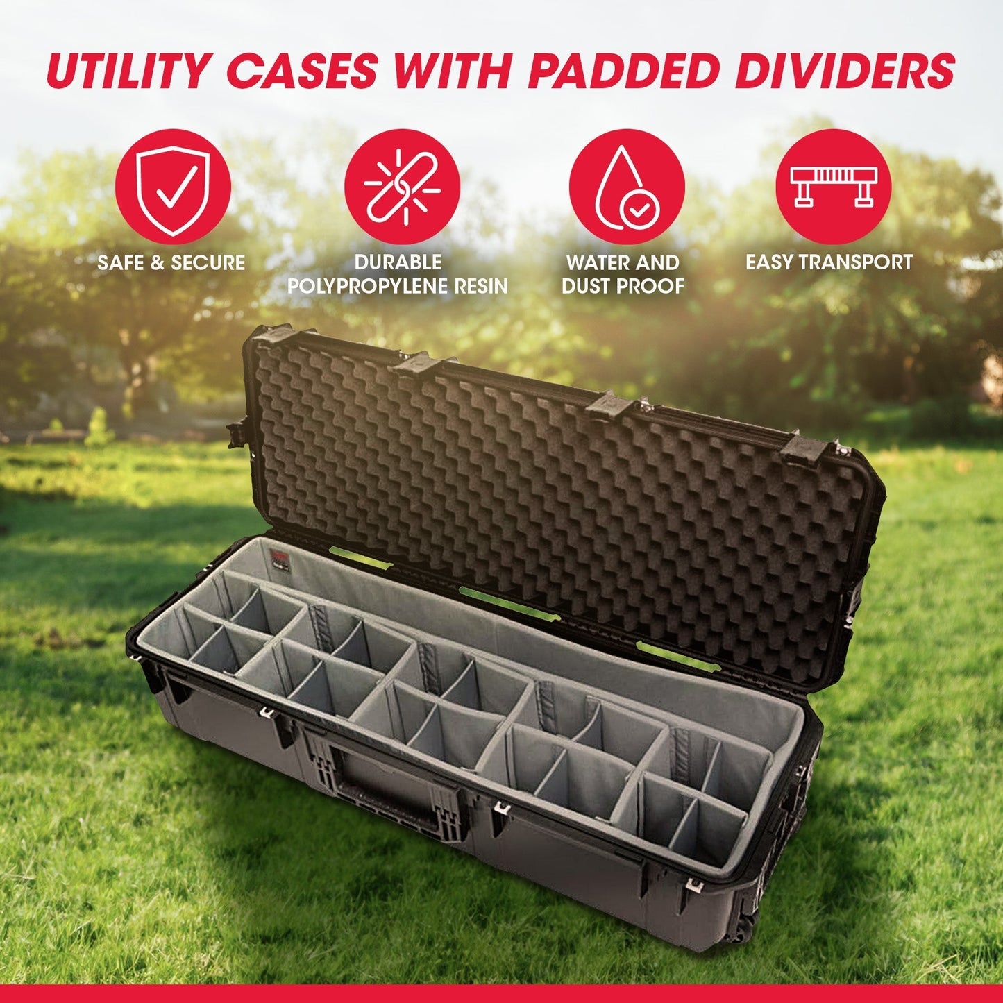 SKB Cases 43.5 Inch Waterproof Case with Think Tank Designed Dividers, Black - 271502