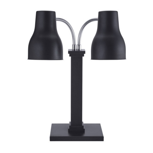 Spring USA 2792-6EB Double Heat Lamp w 120V receptacle, SS, w adj neck, Black Matte - SP27926EB