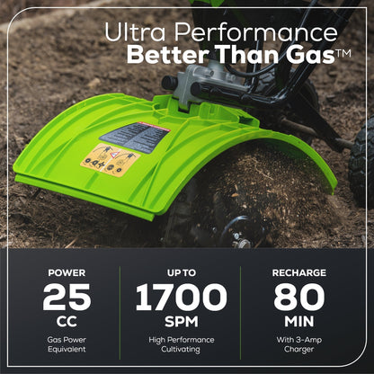 Greenworks 60V 8" Cordless Battery Cultivator / Tiller w/ 4.0Ah Battery & Charger - 2800602