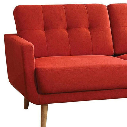 Modway Furniture 74" Red Linen Sofa - Elegant Design with Warm Wood Brown Legs for Chic Living Room Comfort & Style - 285661-HOMEROOTS