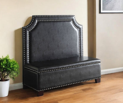 Modway Furniture 54" Espresso Faux Leather Settee with Chocolate Legs - Elegant Armless Design for Timeless Style - 285684-HOMEROOTS
