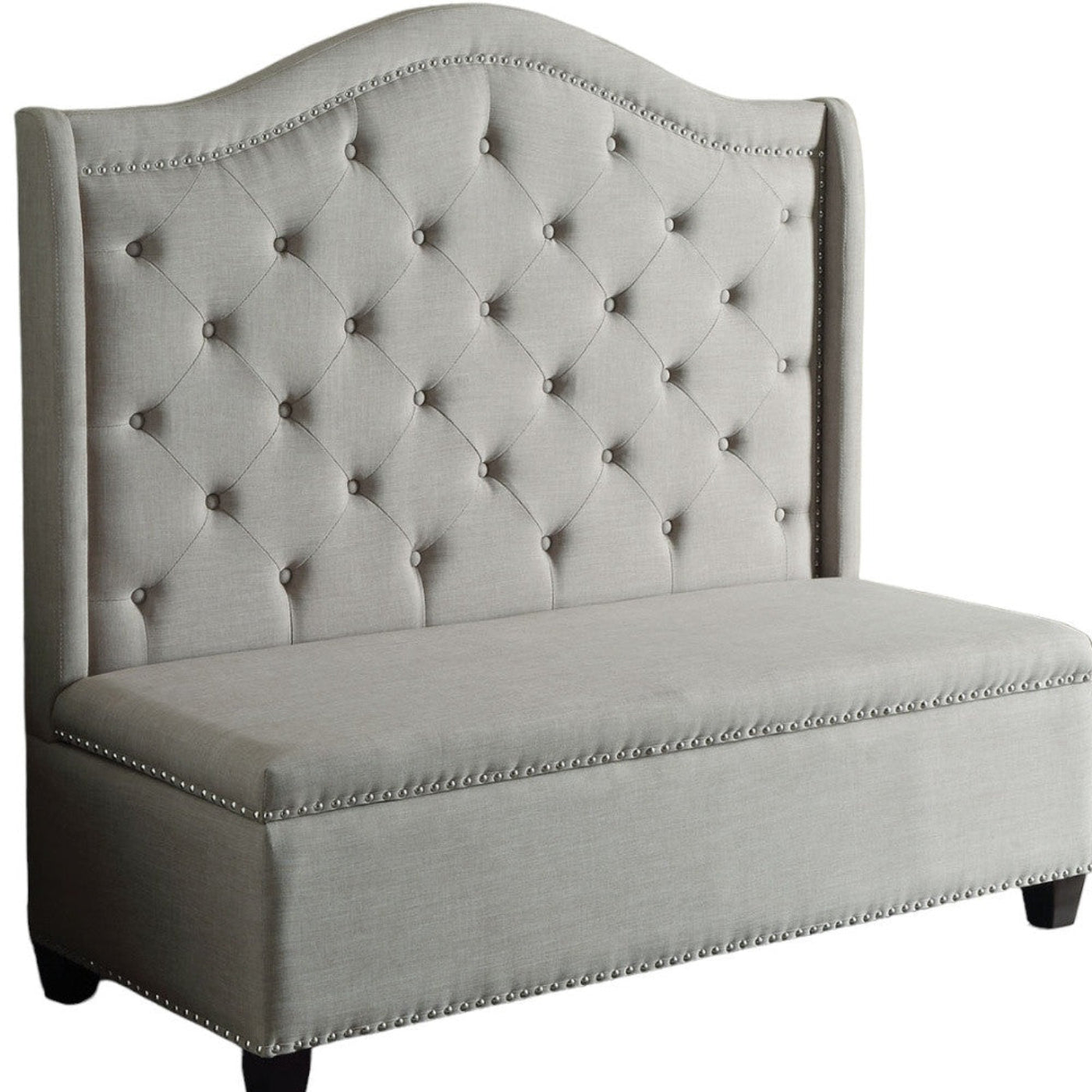 Modway Furniture 54" Beige Fabric Settee with Elegant Chocolate Legs - Versatile Sofa for Chic Home Decor Style - 285685-HOMEROOTS