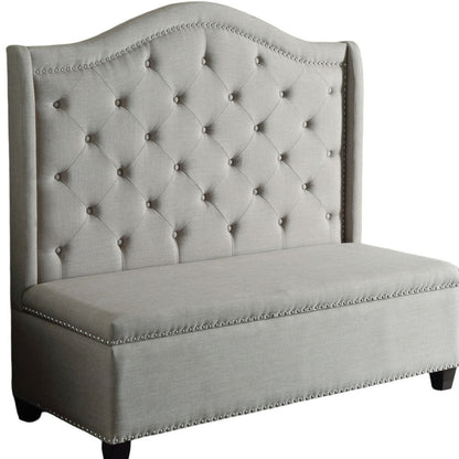 Modway Furniture 54" Beige Fabric Settee with Elegant Chocolate Legs - Versatile Sofa for Chic Home Decor Style - 285685-HOMEROOTS