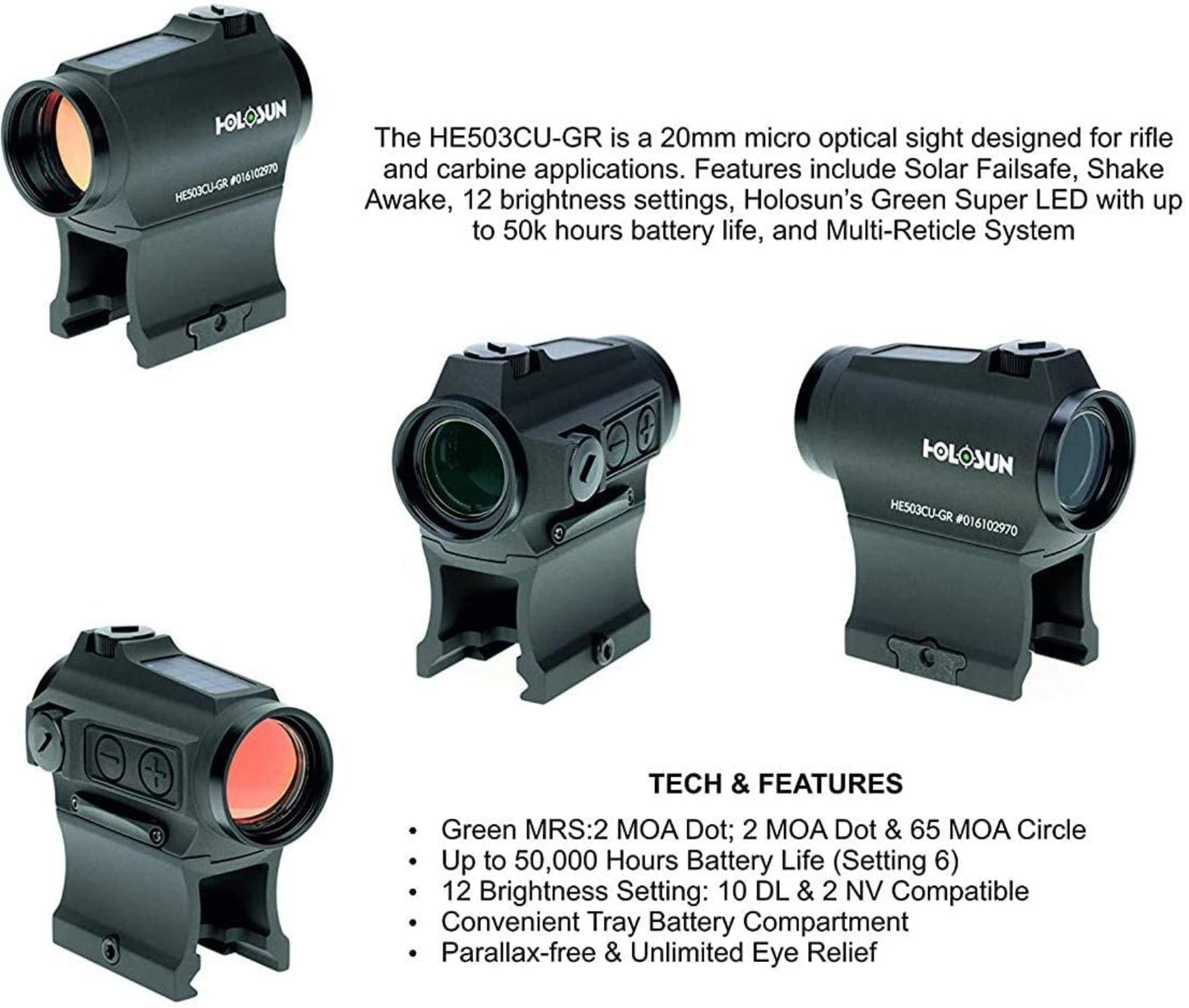 Holosun HE503CU-GR Elite Sight Lens Cleaning Pen, Extra Battery and Lens Cleaning Cloth Bundle - HE503CU-GR_Towel_W4U-LCP_2032