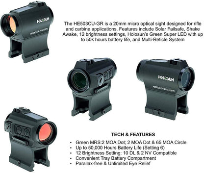 Holosun HE503CU-GR Elite Sight Lens Cleaning Pen, Extra Battery and Lens Cleaning Cloth Bundle - HE503CU-GR_Towel_W4U-LCP_2032