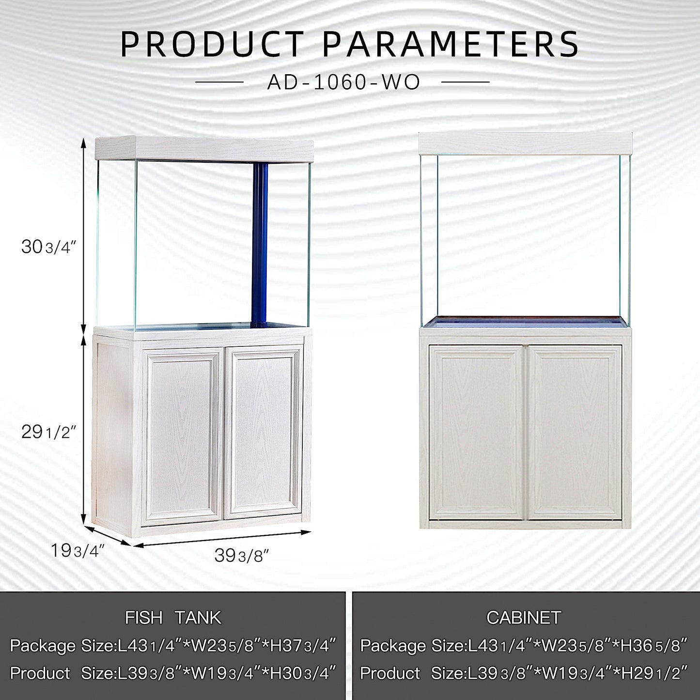 Aqua Dream 100 Gallon Tempered Glass Aquarium White Oak-AD-1060-WO