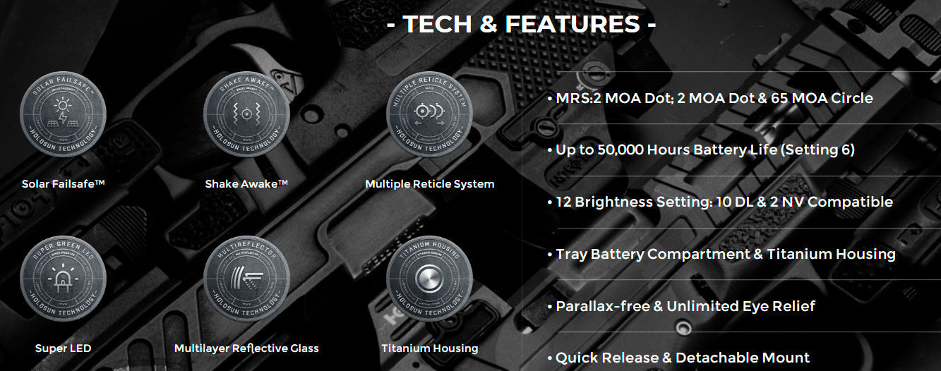 Holosun HE515CT-RD Circle Red Dot/Solar/Titanium Sight Lens Cleaning Pen, Extra Battery and Lens Cleaning Cloth Bundle
