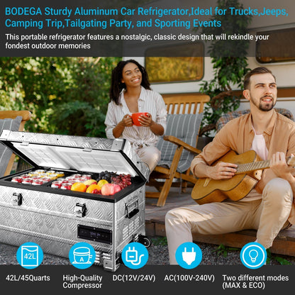 BODEGAcooler 45Quart/42L AL42 Dual Zone Portable Car Fridge - BG-AL42