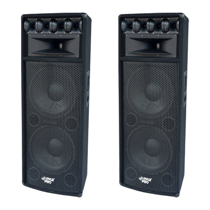 Pyle 1600W Outdoor 7 Way PA Loud-Speaker Cabinet with Dual 12" Woofers (2 Pack) - 218424