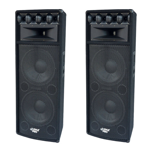 Pyle 1600W Outdoor 7 Way PA Loud-Speaker Cabinet with Dual 12" Woofers (2 Pack) - 218424
