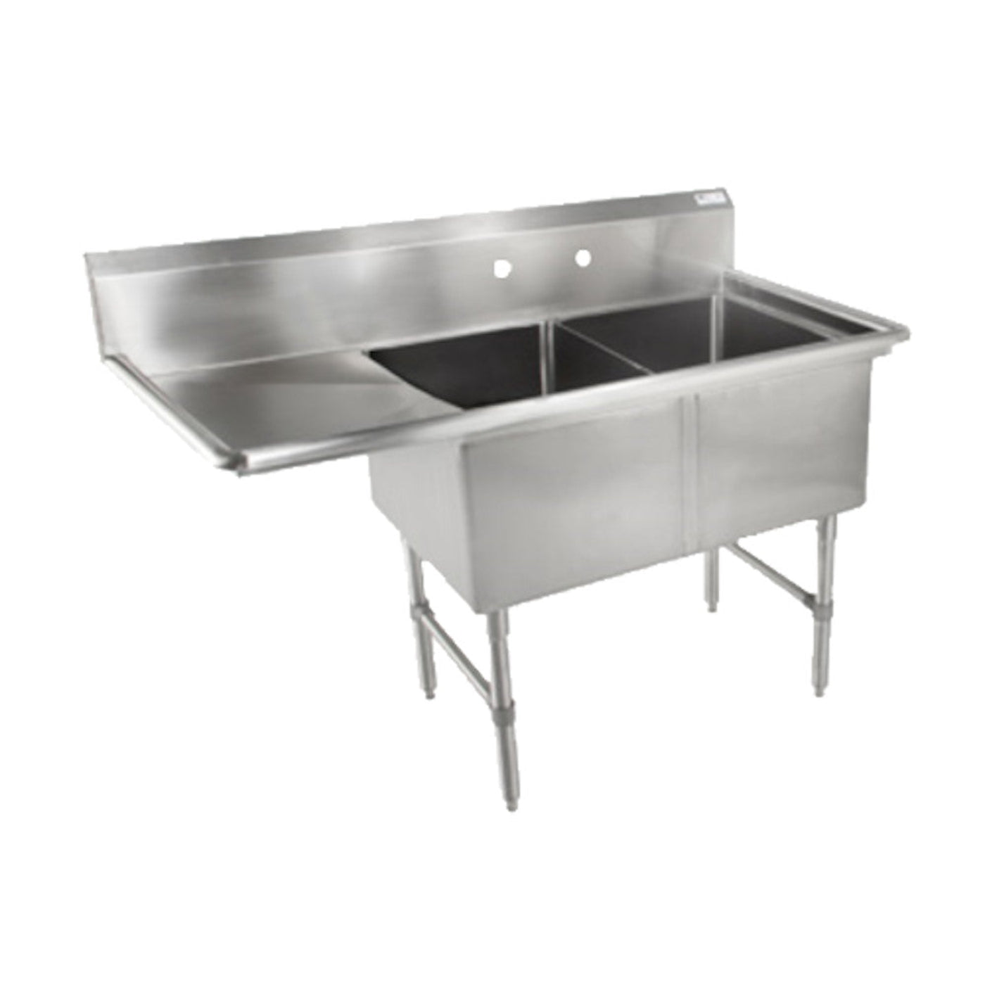 John Boos 2B184-1D18L Two-Compartment "B" Series Sink with 18" Left Drainboard