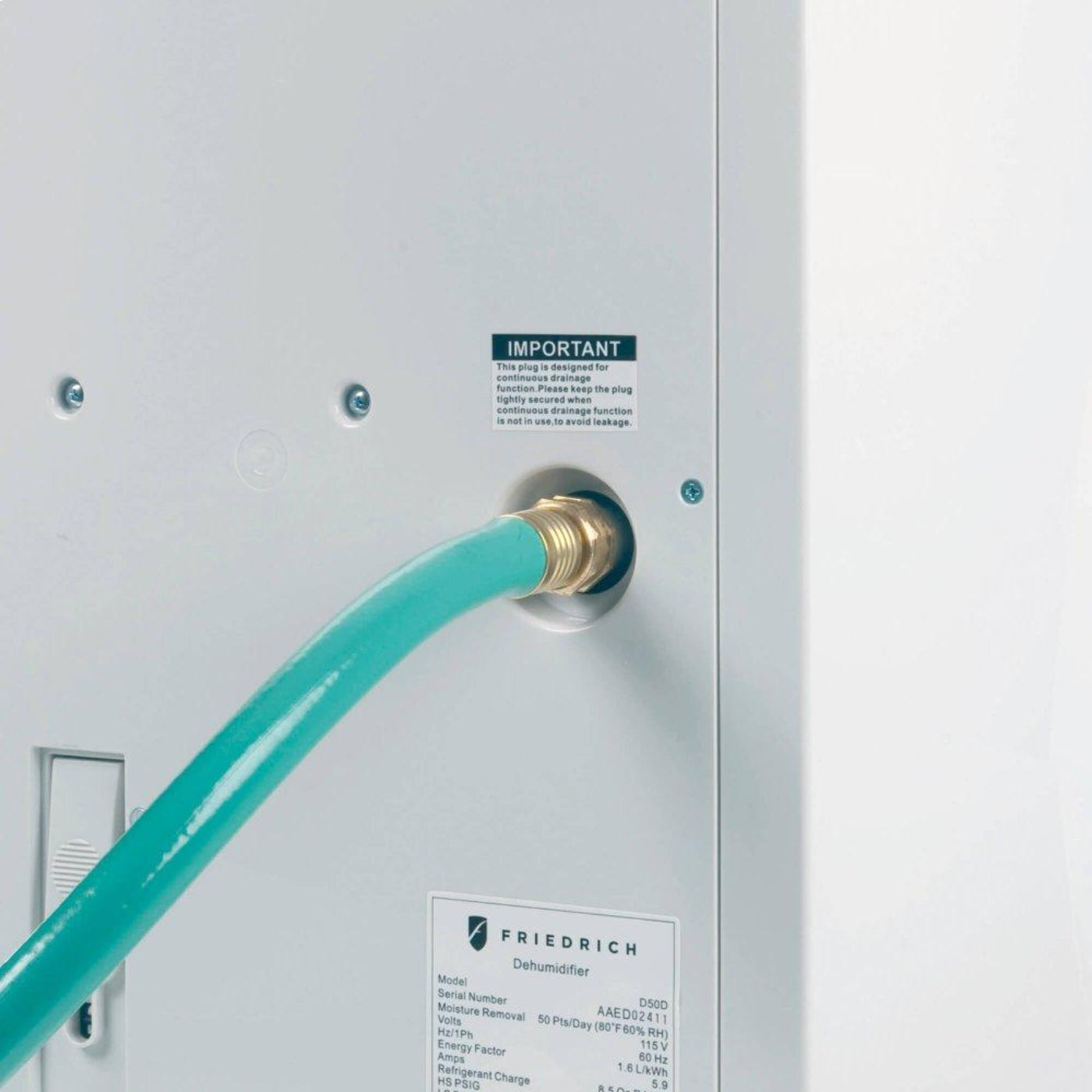 Friedrich 50 Pint Capacity Energy Star Certified Dehumidifier with 15-Inch Built-In Drain Pump - D50B1B-KT