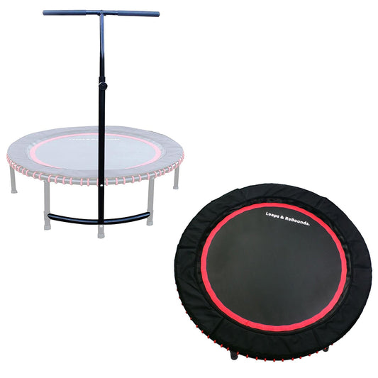 LEAPS & REBOUNDS 48" Adjustable Stability Bar with 48" Fitness Trampoline, Red - 318056