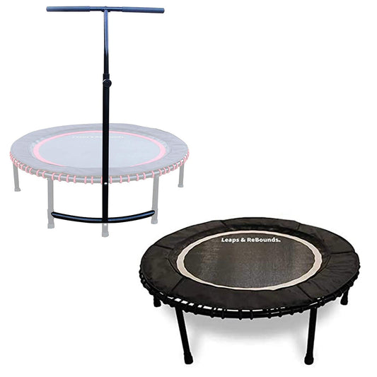 LEAPS & REBOUNDS 48" Adjustable Stability Bar with 48" Fitness Trampoline, Gray - 318057